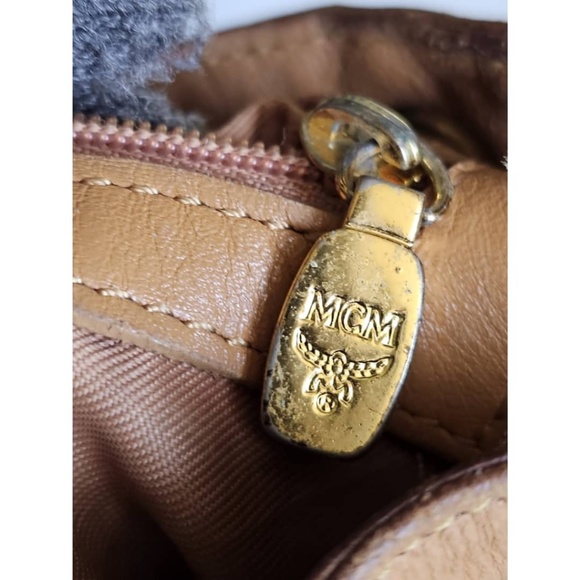 Authentic MCM Brown Visetos Leather Drawstring Bucket Bag - Picture 8 of 12